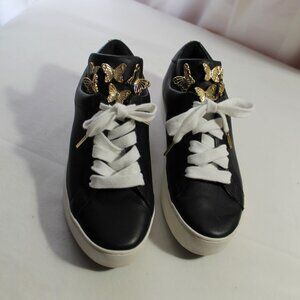 Michael Kors Mindy Black Leather Butterfly Sneakers, Size 6